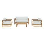 Modway EEI-3116-NAT-WHI-SET Upland 4 Piece Outdoor Patio Teak Set Natural White