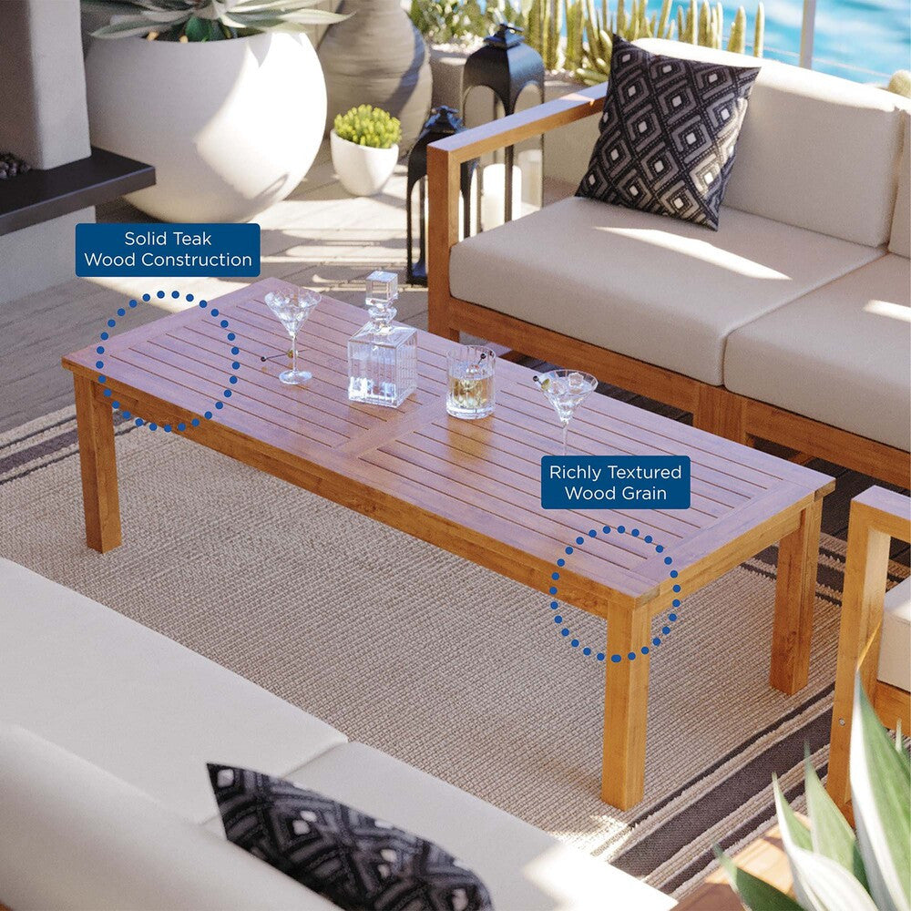 EEI-4257-NAT-WHI-SET Upland 4-Piece Outdoor Patio Teak Wood Furniture Set by Modway