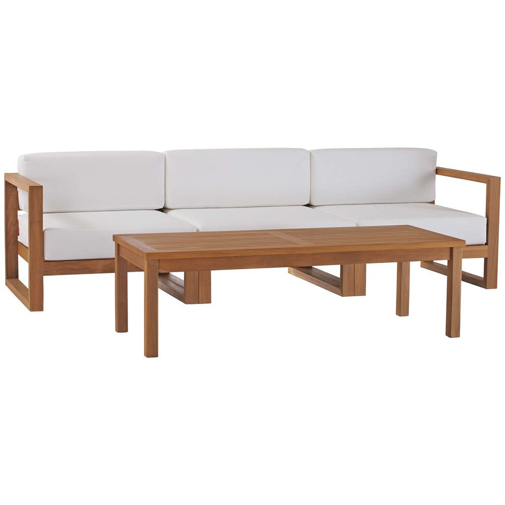 EEI-4257-NAT-WHI-SET Upland 4-Piece Outdoor Patio Teak Wood Furniture Set by Modway