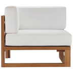 EEI-4253-NAT-WHI-SET Upland 4-Piece Outdoor Patio Teak Wood Sectional Sofa Set by Modway