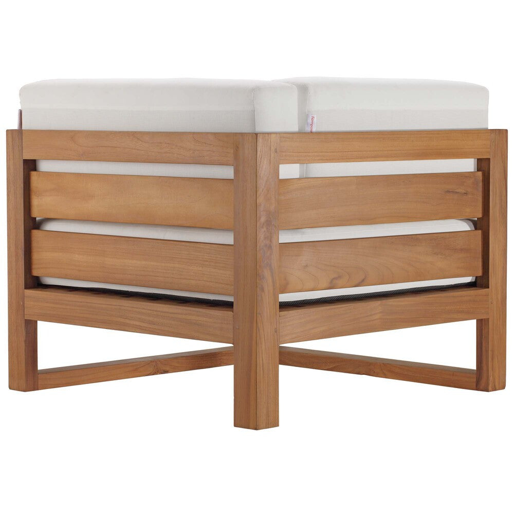 EEI-4253-NAT-WHI-SET Upland 4-Piece Outdoor Patio Teak Wood Sectional Sofa Set by Modway
