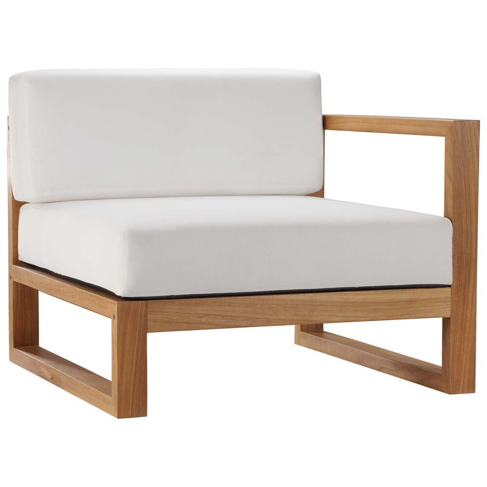 EEI-4253-NAT-WHI-SET Upland 4-Piece Outdoor Patio Teak Wood Sectional Sofa Set by Modway