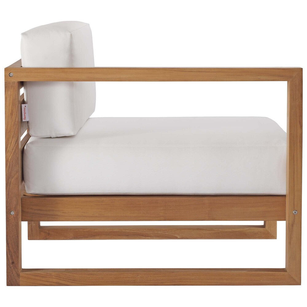EEI-4253-NAT-WHI-SET Upland 4-Piece Outdoor Patio Teak Wood Sectional Sofa Set by Modway