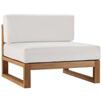 EEI-4253-NAT-WHI-SET Upland 4-Piece Outdoor Patio Teak Wood Sectional Sofa Set by Modway