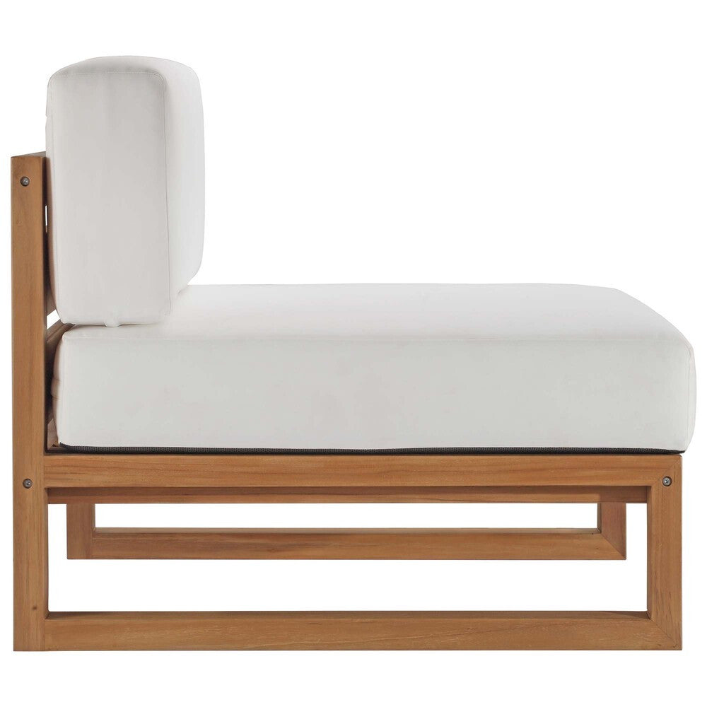 EEI-4253-NAT-WHI-SET Upland 4-Piece Outdoor Patio Teak Wood Sectional Sofa Set by Modway