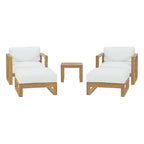 EEI-3115-NAT-WHI-SET Upland 5 Piece Outdoor Patio Teak Set by Modway