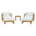Modway EEI-3115-NAT-WHI-SET Upland 5 Piece Outdoor Patio Teak Set Natural White