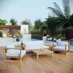 EEI-3118-NAT-WHI-SET Upland 6 Piece Outdoor Patio Teak Set by Modway