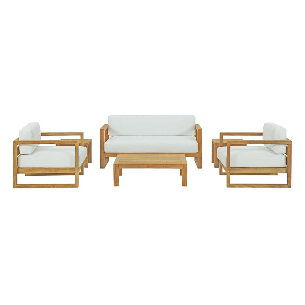 EEI-3118-NAT-WHI-SET Upland 6 Piece Outdoor Patio Teak Set by Modway