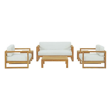 Modway EEI-3118-NAT-WHI-SET Upland 6 Piece Outdoor Patio Teak Set Natural White