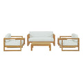 Modway EEI-3118-NAT-WHI-SET Upland 6 Piece Outdoor Patio Teak Set Natural White
