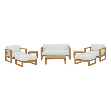 Modway EEI-3117-NAT-WHI-SET Upland 8 Piece Outdoor Patio Teak Set Natural White