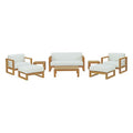 Modway EEI-3117-NAT-WHI-SET Upland 8 Piece Outdoor Patio Teak Set Natural White