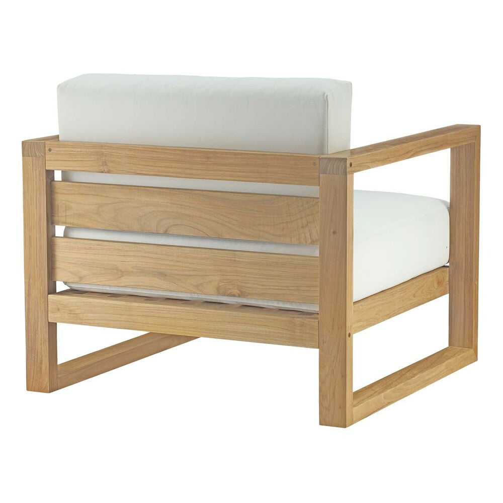 EEI-2706-NAT-WHI Upland Outdoor Patio Teak Armchair by Modway