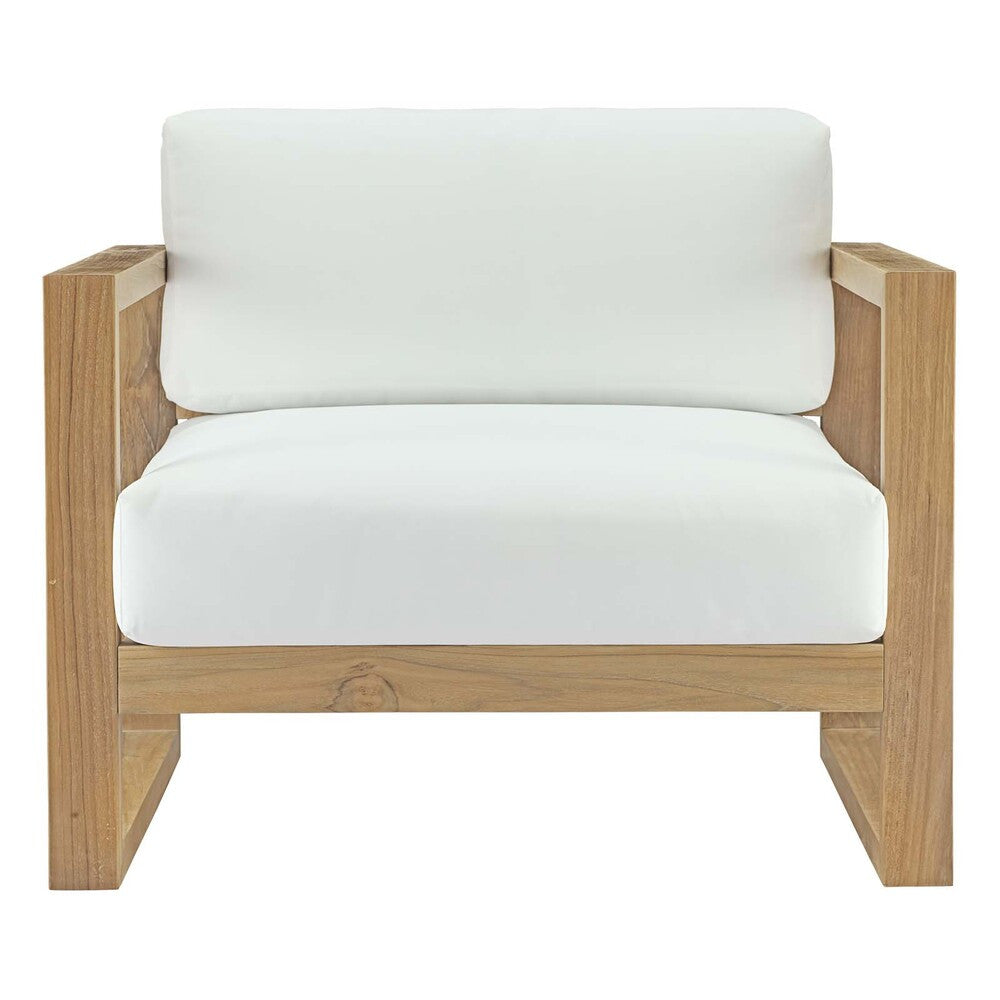 EEI-2706-NAT-WHI Upland Outdoor Patio Teak Armchair by Modway