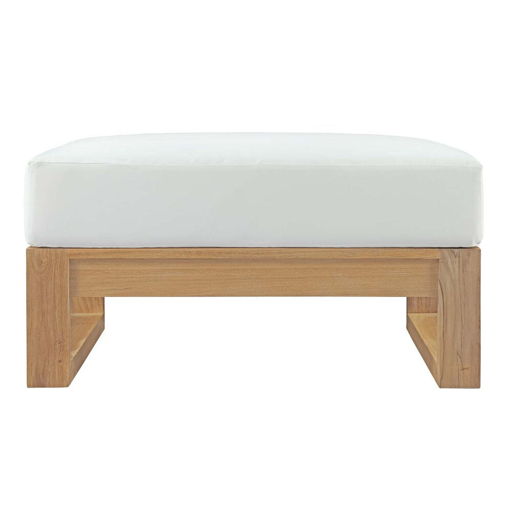 EEI-2708-NAT-WHI Upland Outdoor Patio Teak Ottoman by Modway