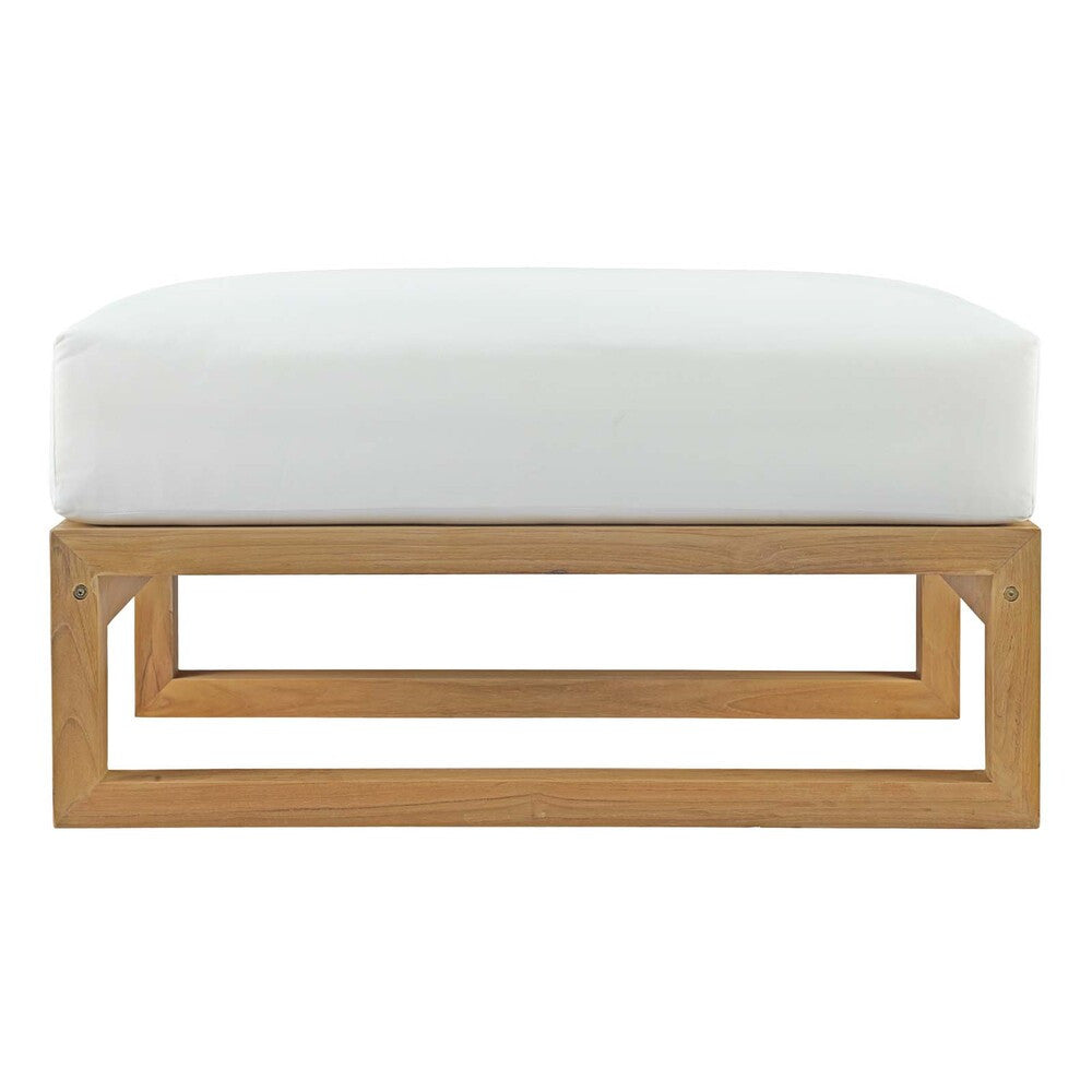 EEI-2708-NAT-WHI Upland Outdoor Patio Teak Ottoman by Modway