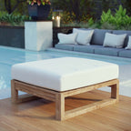 EEI-2708-NAT-WHI Upland Outdoor Patio Teak Ottoman by Modway