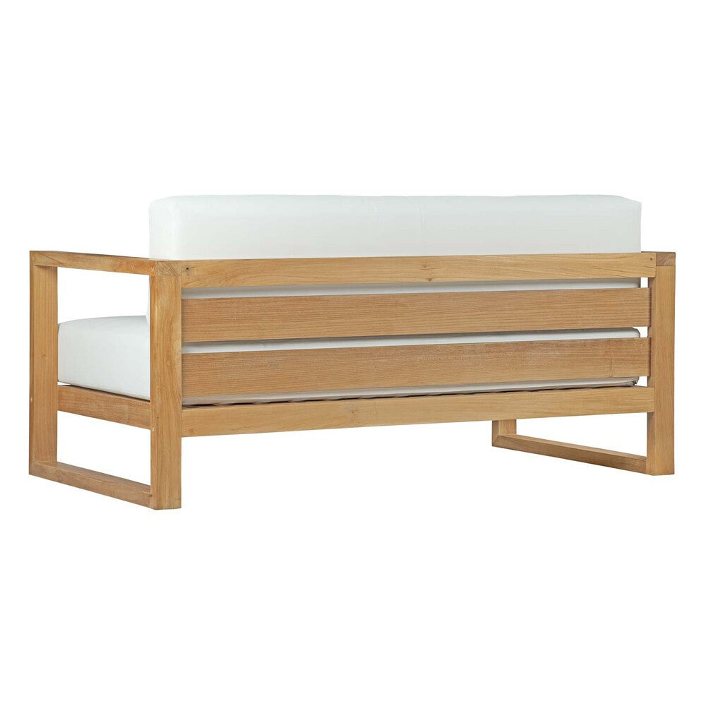 EEI-2707-NAT-WHI Upland Outdoor Patio Teak Sofa by Modway