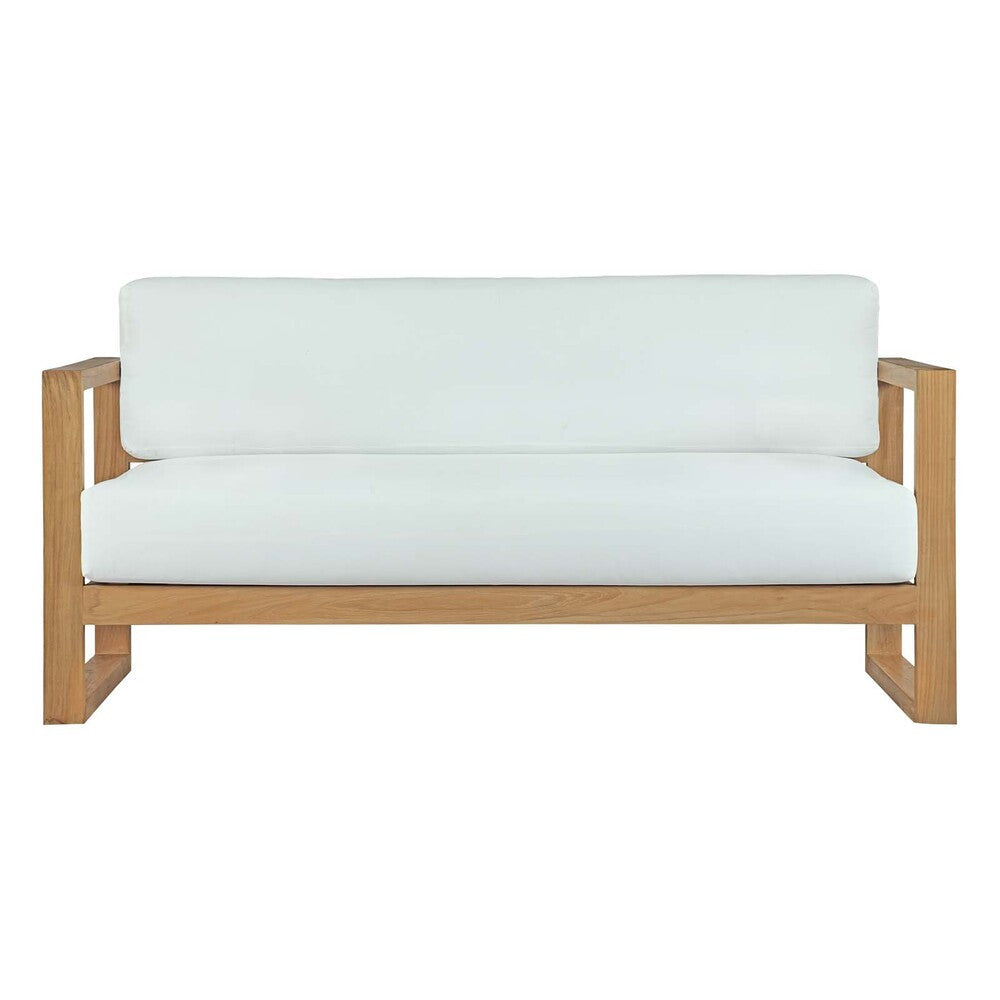 EEI-2707-NAT-WHI Upland Outdoor Patio Teak Sofa by Modway
