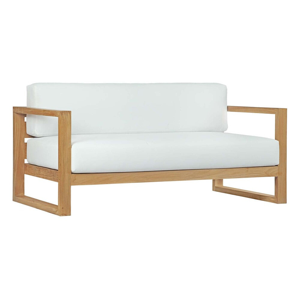 EEI-2707-NAT-WHI Upland Outdoor Patio Teak Sofa by Modway
