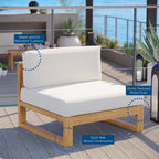 EEI-4125-NAT-WHI Upland Outdoor Patio Teak Wood Armless Chair by Modway