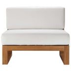 EEI-4125-NAT-WHI Upland Outdoor Patio Teak Wood Armless Chair by Modway