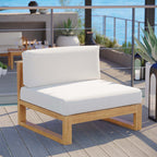 EEI-4125-NAT-WHI Upland Outdoor Patio Teak Wood Armless Chair by Modway