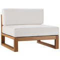 Modway EEI-4125-NAT-WHI Upland Outdoor Patio Teak Wood Armless Chair Natural White