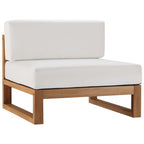 Modway EEI-4125-NAT-WHI Upland Outdoor Patio Teak Wood Armless Chair Natural White