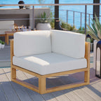 EEI-4126-NAT-WHI Upland Outdoor Patio Teak Wood Corner Chair by Modway