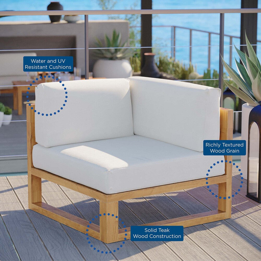 EEI-4126-NAT-WHI Upland Outdoor Patio Teak Wood Corner Chair by Modway