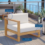 EEI-4124-NAT-WHI Upland Outdoor Patio Teak Wood Left-Arm Chair by Modway