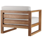 EEI-4124-NAT-WHI Upland Outdoor Patio Teak Wood Left-Arm Chair by Modway