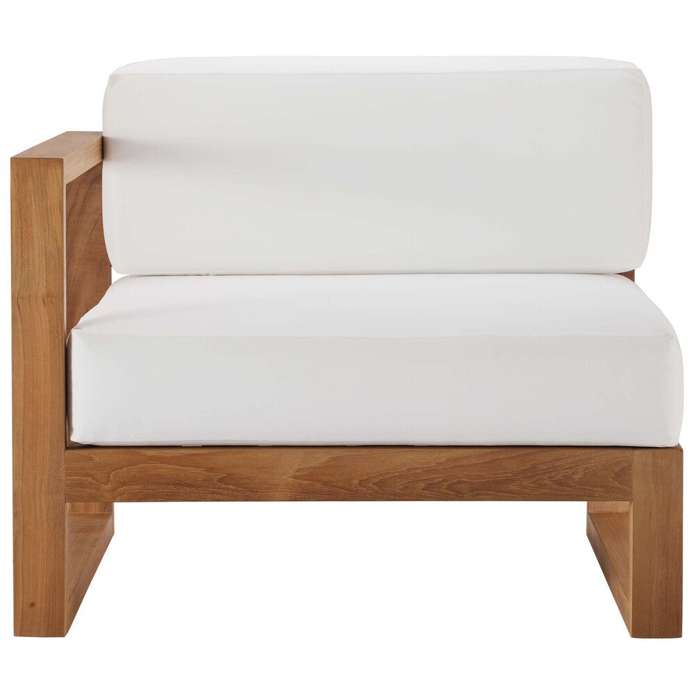 EEI-4124-NAT-WHI Upland Outdoor Patio Teak Wood Left-Arm Chair by Modway