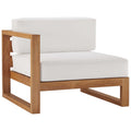 Modway EEI-4124-NAT-WHI Upland Outdoor Patio Teak Wood Left-Arm Chair Natural White
