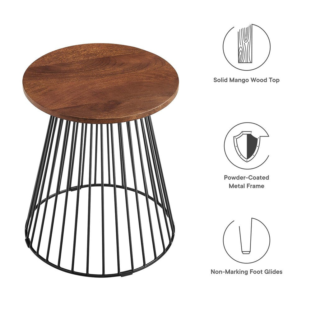 EEI-6831-WAL Valeo Round Wood and Metal Side Table by Modway