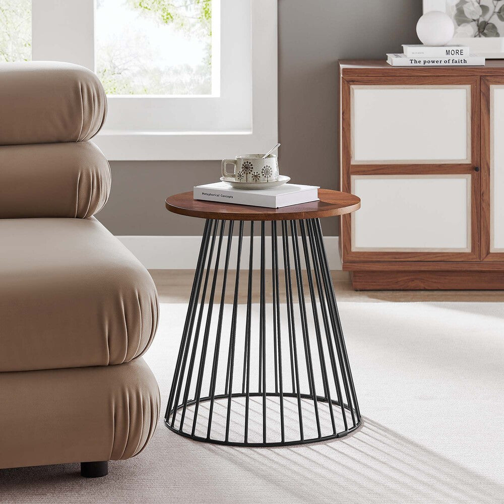 EEI-6831-WAL Valeo Round Wood and Metal Side Table by Modway
