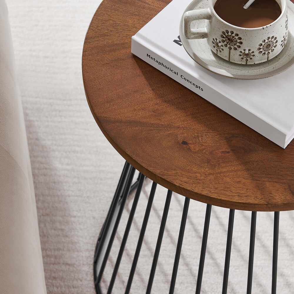 EEI-6831-WAL Valeo Round Wood and Metal Side Table by Modway