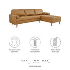 EEI-5873-TAN Valour 98" Leather Sectional Sofa by Modway
