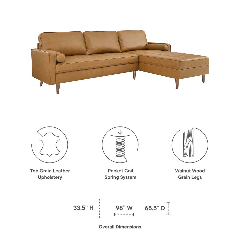 EEI-5873-TAN Valour 98" Leather Sectional Sofa by Modway