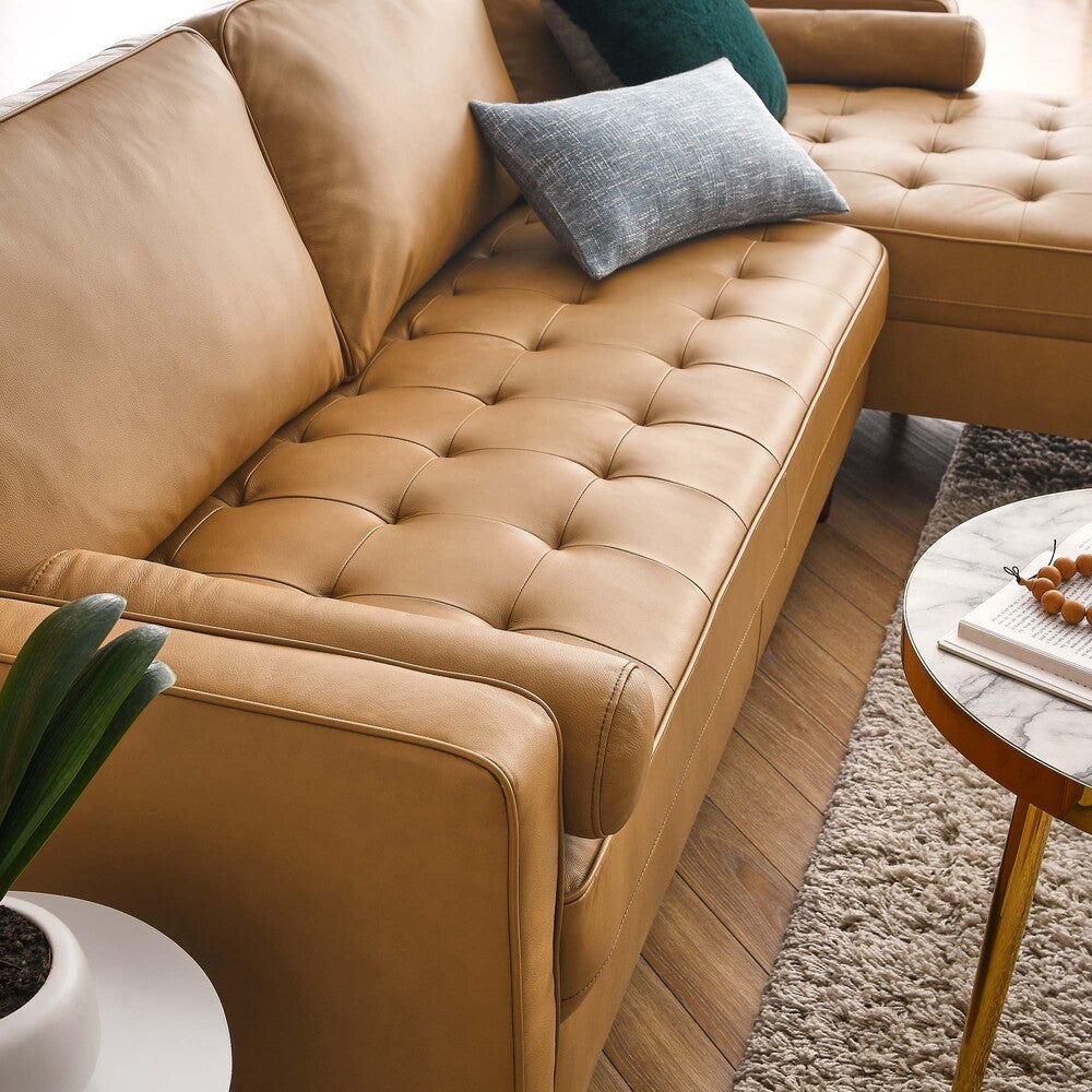 EEI-5873-TAN Valour 98" Leather Sectional Sofa by Modway