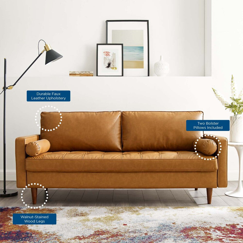 EEI-3765-TAN Valour Tufted Vegan Leather Sofa by Modway