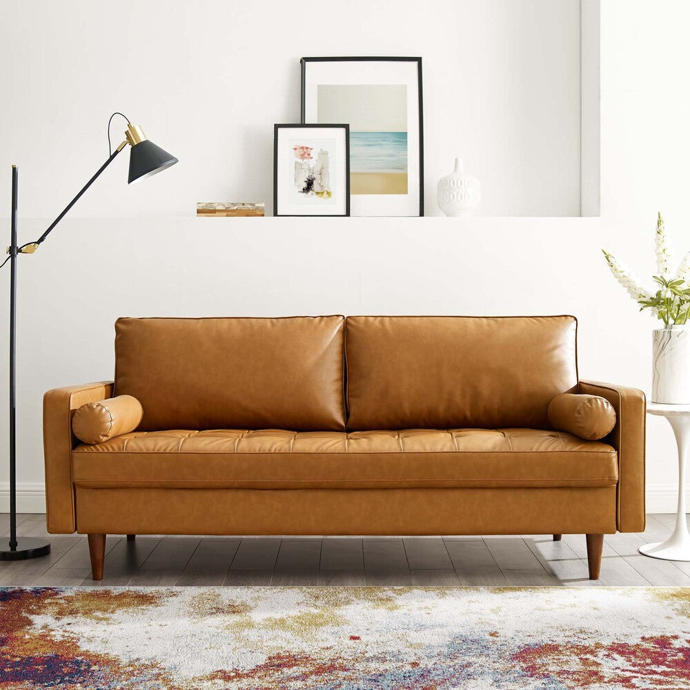 EEI-3765-TAN Valour Tufted Vegan Leather Sofa by Modway