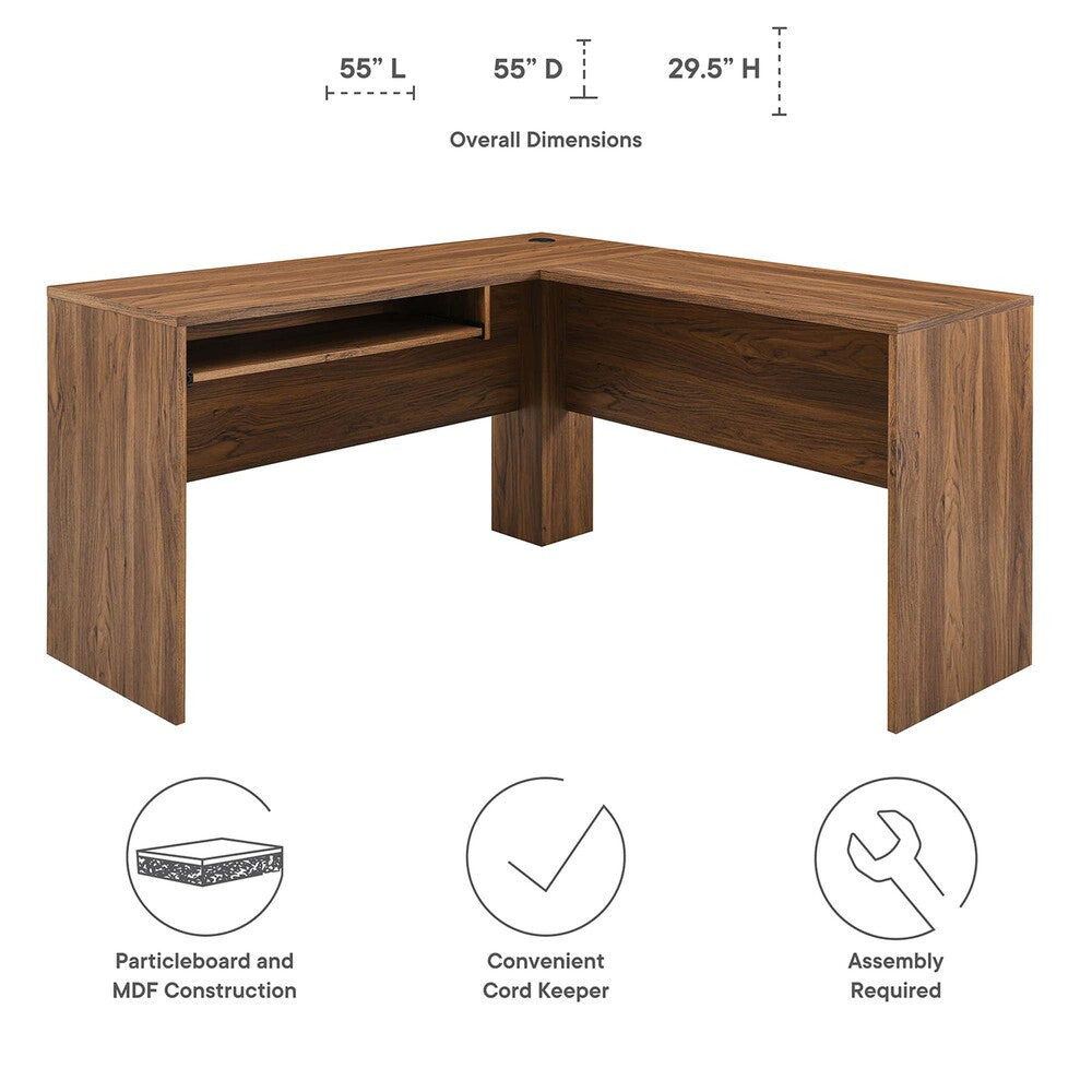 EEI-5703-WAL Venture L-Shaped Wood Office Desk by Modway