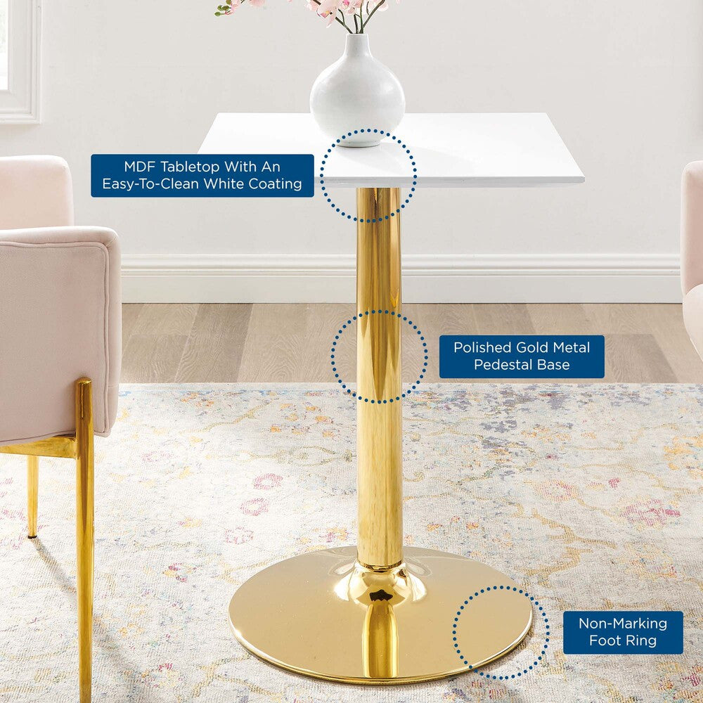 EEI-4545-GLD-WHI Verne 24" Square Dining Table by Modway
