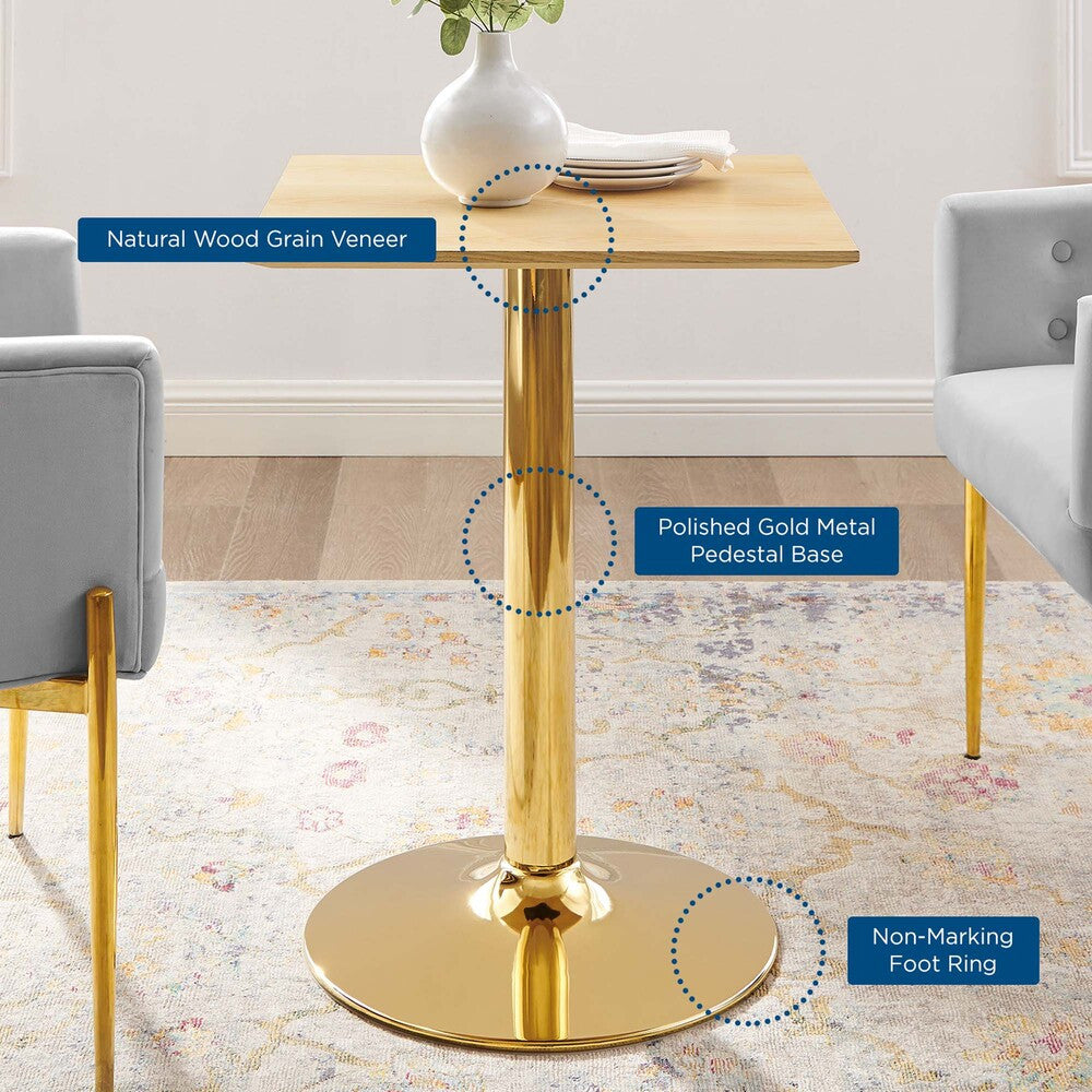 EEI-4741-GLD-NAT Verne 24" Square Dining Table by Modway