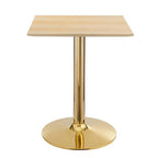Modway EEI-4741-GLD-NAT Verne 24" Square Dining Table Gold Natural