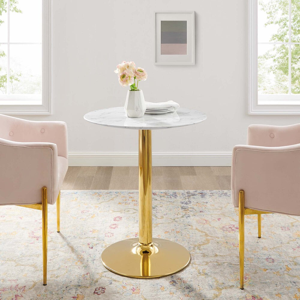 EEI-4548-GLD-WHI Verne 28" Artificial Marble Dining Table by Modway