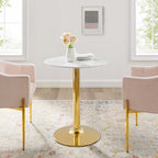 EEI-4548-GLD-WHI Verne 28" Artificial Marble Dining Table by Modway